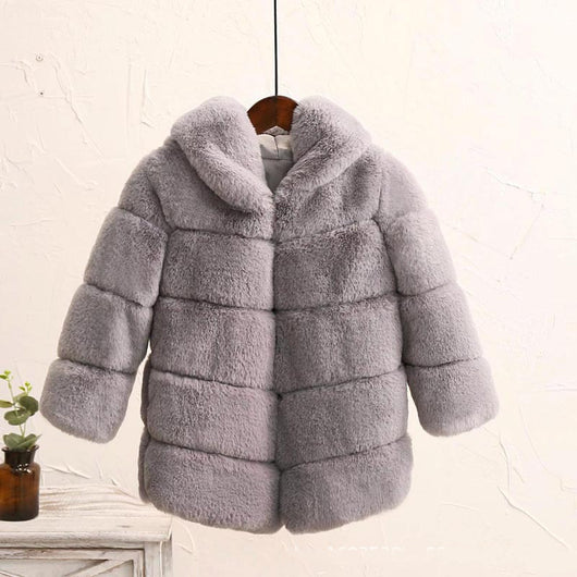 Abrigo Acolchado Infantil Imitación Piel de Conejo - Chaqueta Cálida para Niñas - Image 6