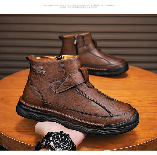 Botas Altas de Cuero para Hombre - Estilo Cargo Versátil - Image 10