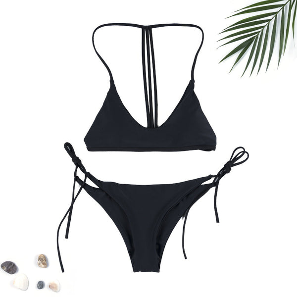 Bikini Dividido de Color Sólido para Mujer - Image 21