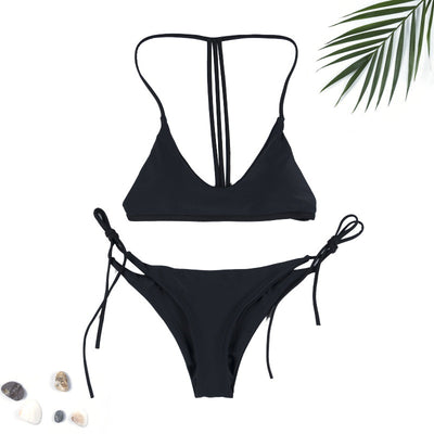 Bikini Dividido de Color Sólido para Mujer - Image 21