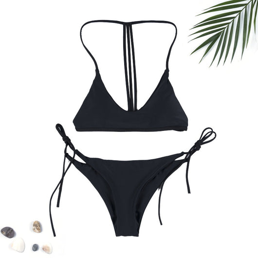 Bikini Dividido de Color Sólido para Mujer - Image 21