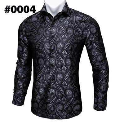 Camisa de Seda Estampado Paisley Azul Verdoso - Diseño Floral Sofisticado para Hombre - Image 31