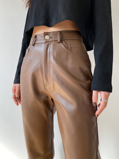 Pantalones de Cuero PU Cintura Alta Ajustados con Efecto Reductor - Image 9
