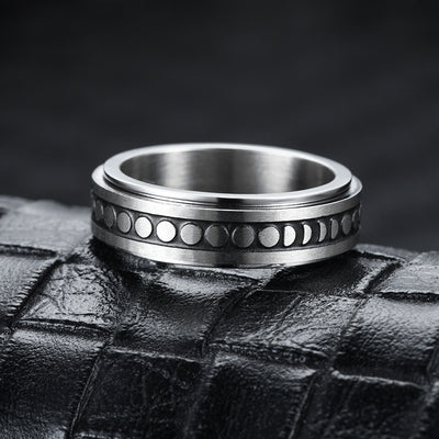 Anillo Giratorio de Acero Inoxidable con Luna y Estrellas para Aliviar Ansiedad - Image 29