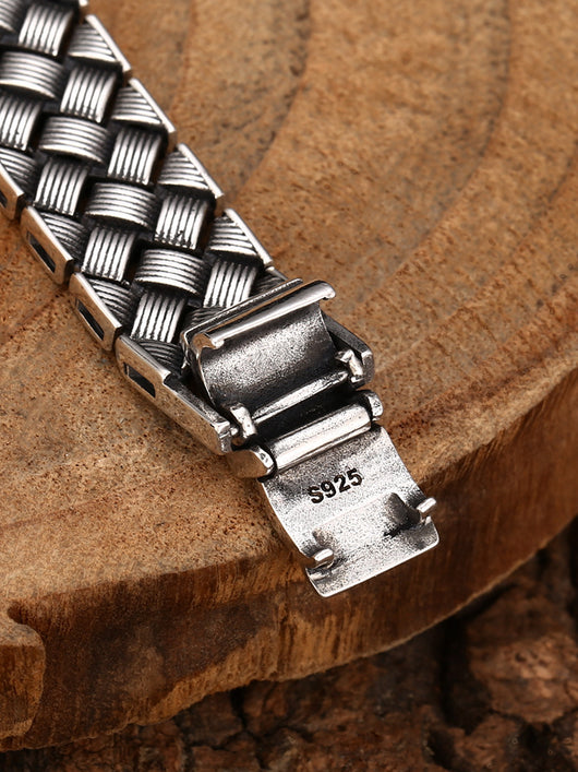 Pulsera de Plata 925 con Diseño Tejido de Líneas Cruzadas - Image 10