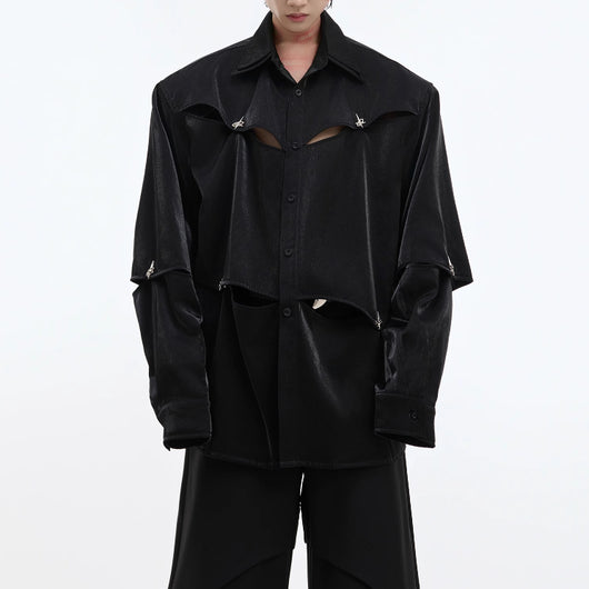 Camisa Oversized con Hombros Acolchados y Detalles Calados - Image 8