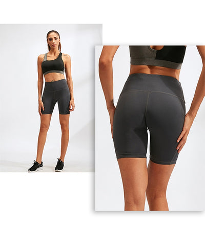 Shorts Deportivos Cintura Alta con Bolsillos Diagonales - Mallas de Entrenamiento Secado Rápido - Image 23