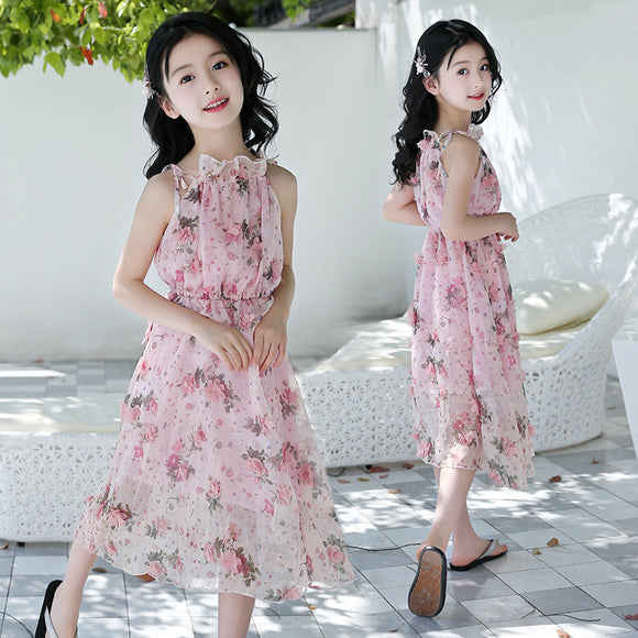 Vestido Infantil Floral con Tirantes Ajustables