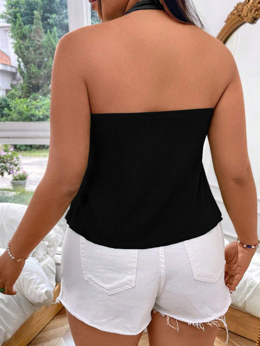 Blusa Halter Escotada para Mujer Talla Grande - Image 7