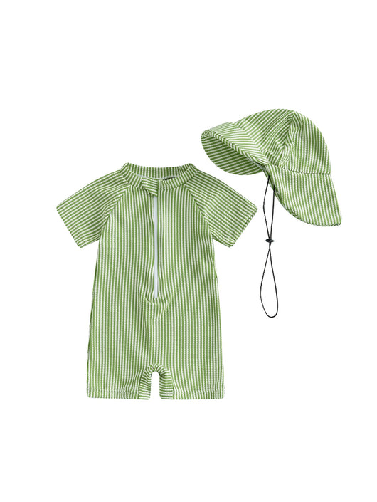 Traje de Baño Infantil Rayas Manga Corta Tallas 70-110 - Image 9