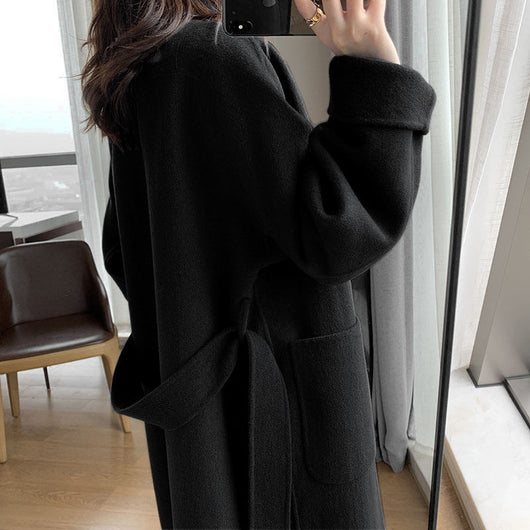 Abrigo de Lana Estilo Western Talla Grande Largo Bajo la Rodilla - Image 5