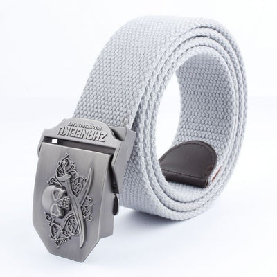 Cinturón Canvas con Hebilla Doble Calavera - Estilo Casual Versátil - Image 24