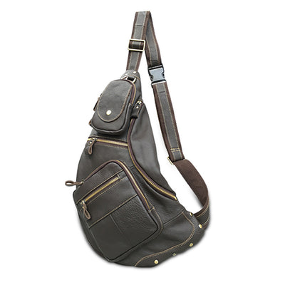 Bolsa Mensajero de Cuero Genuino Estilo Retro con Gran Capacidad para Hombre - Image 8