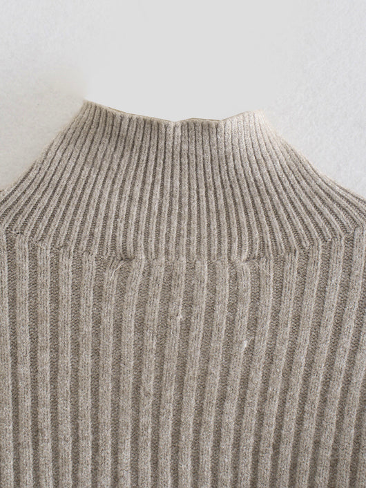 Suéter de Punto con Cuello Bajo y Rayas Verticales para Mujer - Image 20