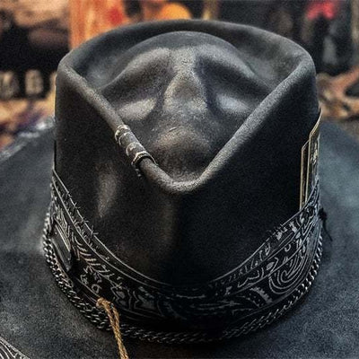 Gorro Calavera Artesanal Halloween - Diseño Denim y Fieltro - Image 4