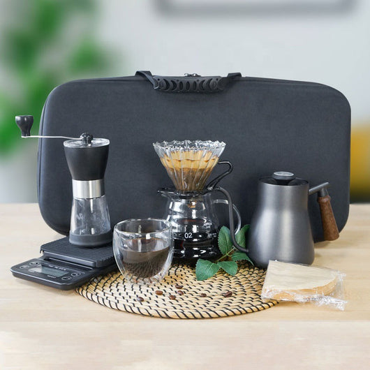 Kit Completo de Café Manual: Molinillo, Hervidor de Vidrio Doble Capa y Báscula Electrónica
