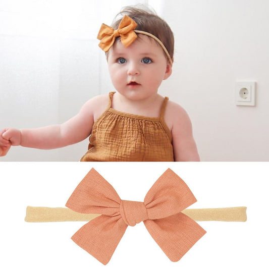 Set de Diademas para Bebé con Moños de Algodón y Lino - Image 2