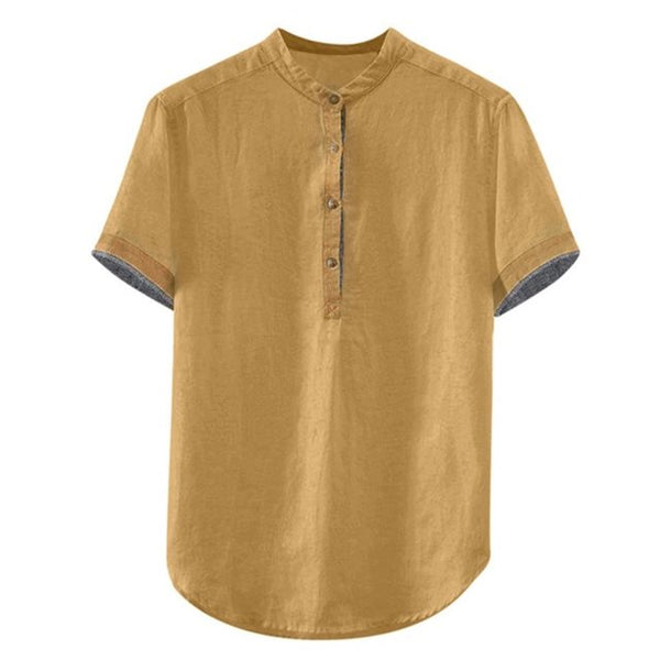 Camisa Hombre Algodón y Lino con Contraste