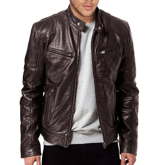 Chaqueta de Cuero PU Slim con Cuello Elevado - Image 2