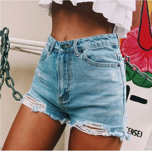 Shorts de Mezclilla Rotos Estilo Retro Clásico para Mujer - Image 3