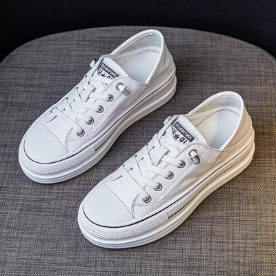Zapatos Plataforma Cuero Genuino Blanco Aumenta Altura Reversibles - Image 8
