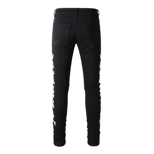 Jeans Slim Fit Negros para Hombre con Detalles Plateados - Image 6
