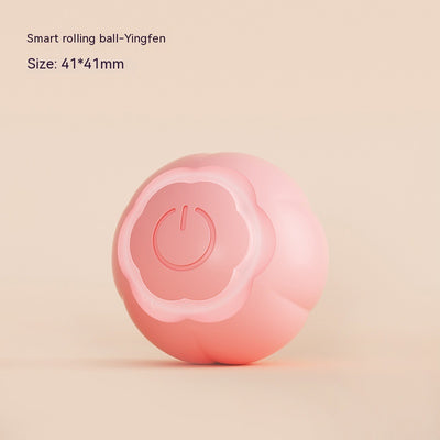 Pink smart rolling ball cat toy with a power button, measuring 41x41mm, designed to be bite-resistant. - Image 7