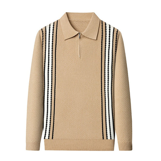 Suéter de Punto Colorblock con Cuello y Cierre Medio Cremallera para Hombre - Image 35