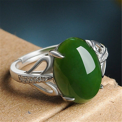 Anillo de Ágata Verde Retro Minimalista - Image 8