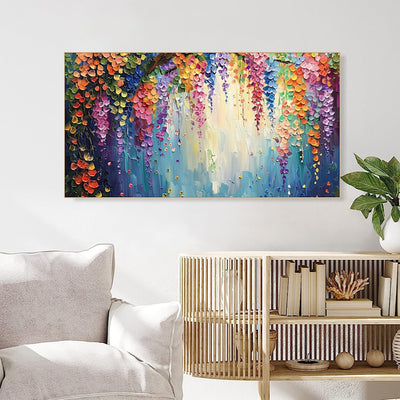 Cuadro de Flores Abstracto Moderno - Óleo Artesanal con Textura 3D para Sala de Estar - Image 4
