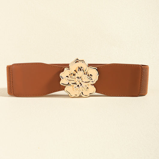 Cinturón Elástico para Mujer con Hebilla Floral Dorada - Accesorio Elegante para Vestidos - Image 19