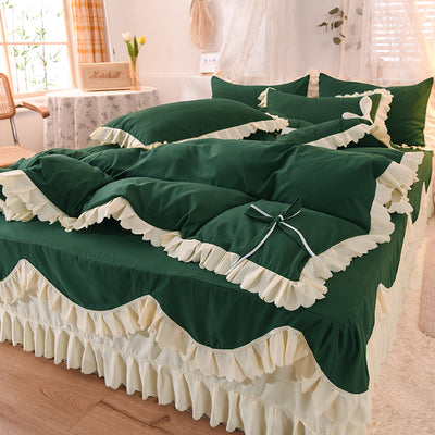 Juego de Cama Lujo Nude Princesa Durmiente con Encaje Floral - Juego de 4 Piezas - Image 5