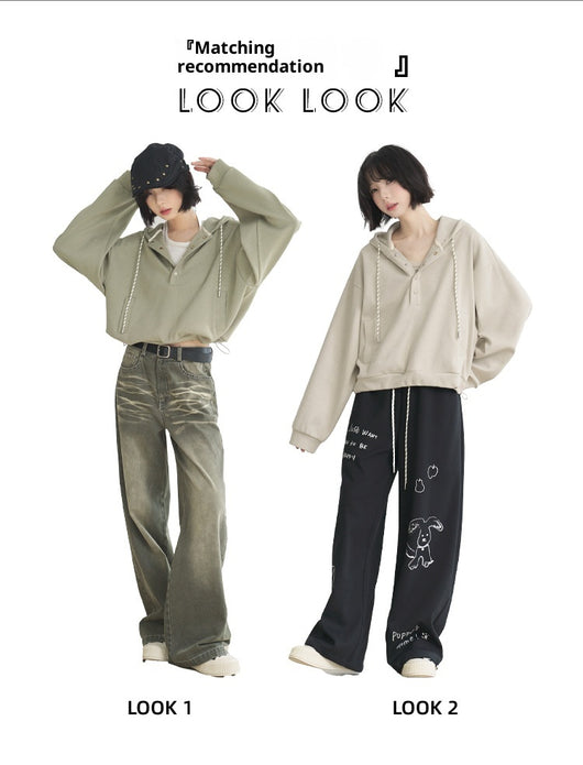 Sudadera Cropped Suelta con Ajuste en Dobladillo para Mujer - Image 12