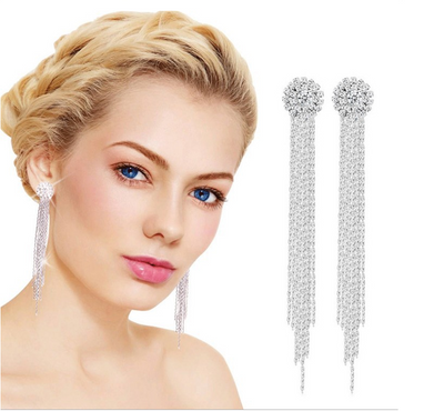 Aretes Largos de Cristal Hipoalergénicos con Borlas - Image 2