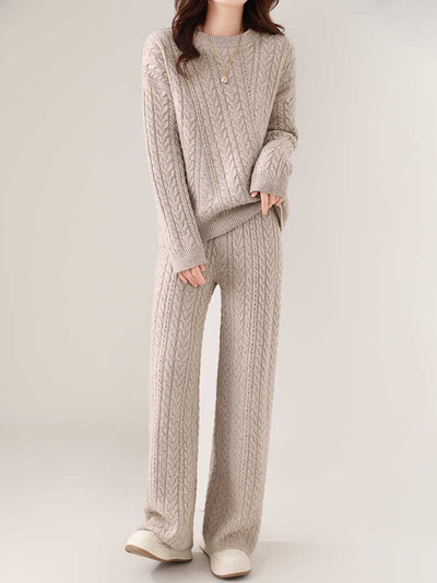 Conjunto de Suéter y Pantalón de Lana Pura para Mujer - Diseño Holgado y Adelgazante - Image 23