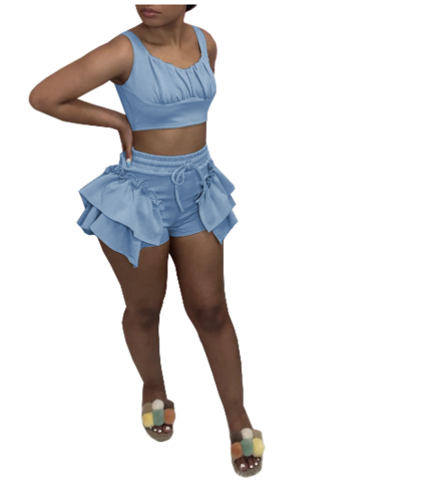 Conjunto de Dos Piezas para Discoteca - Chaleco y Shorts en Color Sólido - Image 8