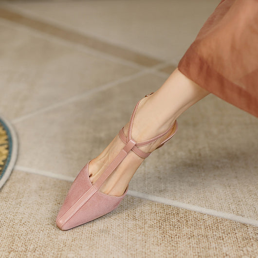 Sandalias Retro Francesas de Tacón Grueso con Hebilla en Gamuza para Mujer - Image 13