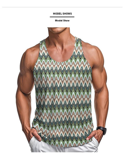 Chaleco Casual Retro para Hombre con Rayas de Contraste en Colores Degradados - Image 11