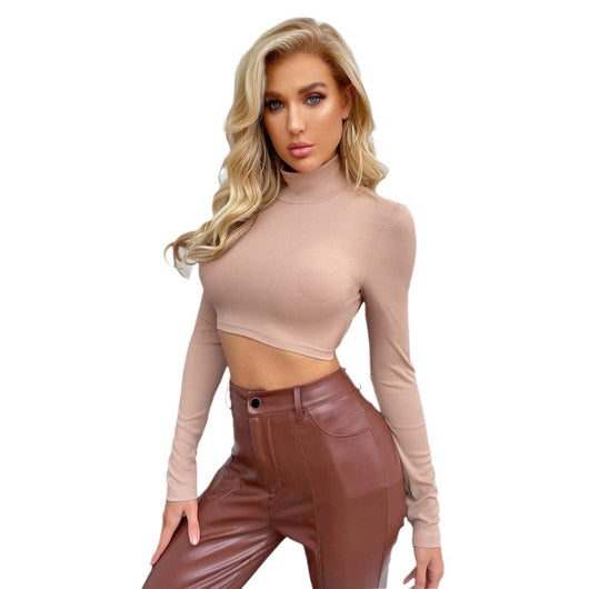 Blusa Elegante Escote Espalda Descubierta Cuello Alto Ajustada - Image 3