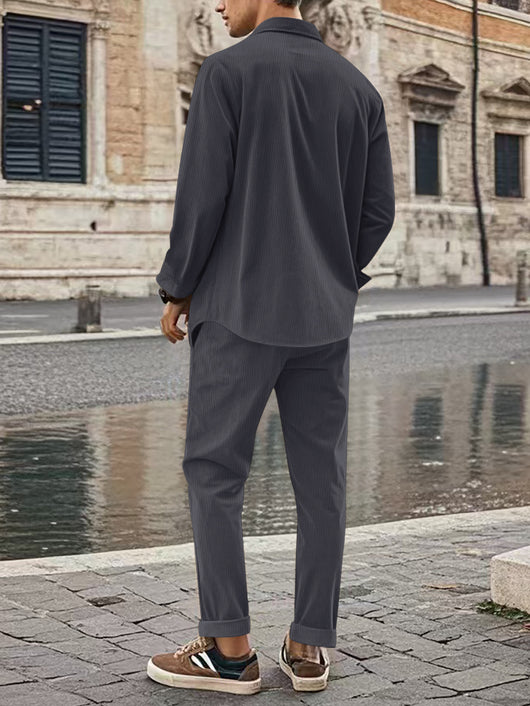 Cardigan Deportivo Casual con Solapa y Pantalón Conjunto - Image 17
