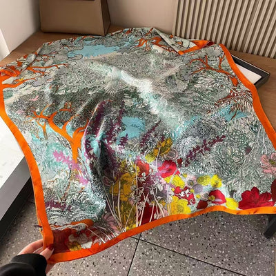 Pañuelo Largo de Satén Xiang Yun con Estampado Coreano - Image 23