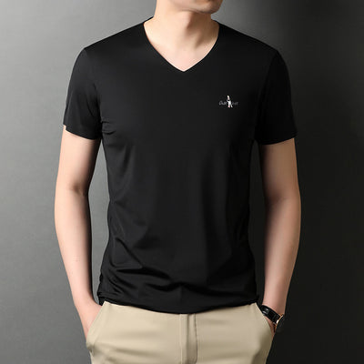 Camiseta Hombre Cuello V Manga Corta Efecto Frío Transpirable sin Marcas - Image 11