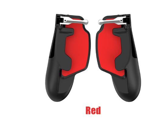 Pair of black and red mobile gaming gamepad triggers with metal buttons for smartphones, designed for enhanced gameplay. - Image 7