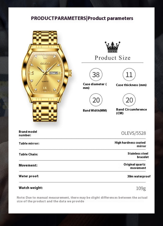 Reloj de Negocios Cuarzo Barril Auténtico para Hombre - Image 13