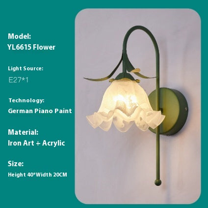 Lámpara de Pared Estilo Crema Flor de Orquídea para Mesita de Noche - Image 2