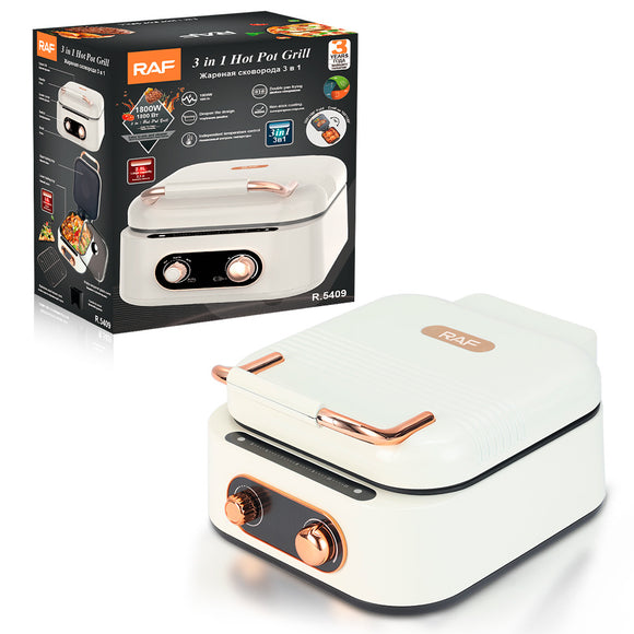 Olla Eléctrica Multifuncional 3 en 1: Fondue, Parrilla y Hot Pot