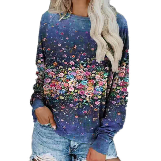 Camiseta Manga Larga Estampada Cuello Redondo para Mujer - Image 4