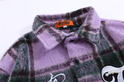 Camisa de Lana Escocesa con Letras Bordadas a Juego de Colores - Image 9