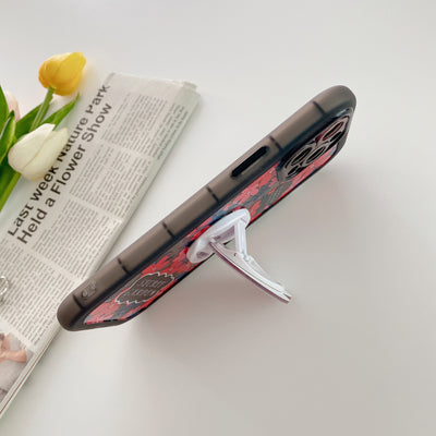 Funda para Teléfono con Diseño Floral Creativo Negro y Rojo - Image 5