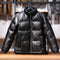 Chaqueta de Cuero con Plumón de Oveja y Cuello de Pie